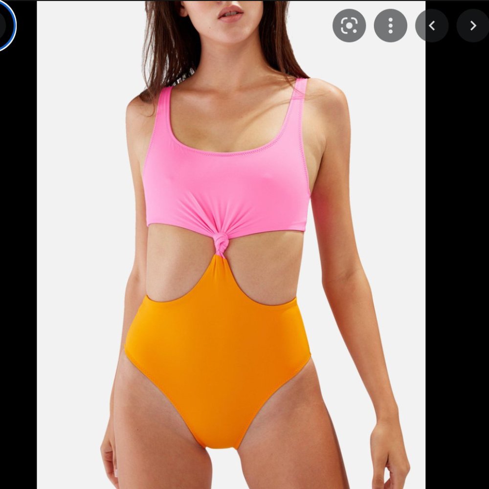 NWT Solid & Striped The Bailey One Piece Swimsuit Pink Orange Monokini - Size M